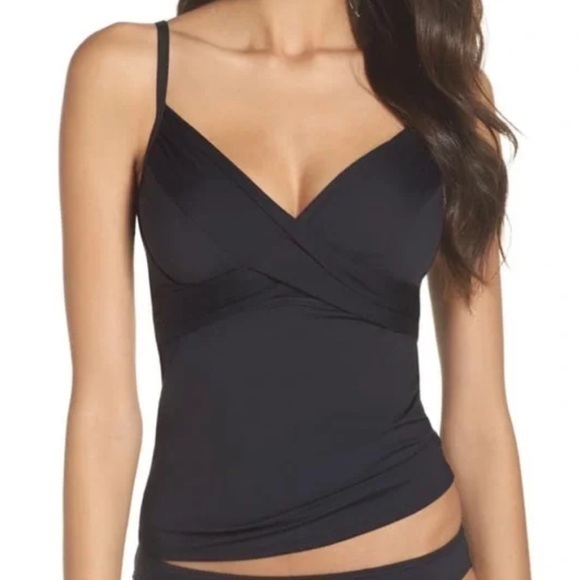 La Blanca Underwire Black Tankini Top Like New Size 10 - Picture 1 of 7